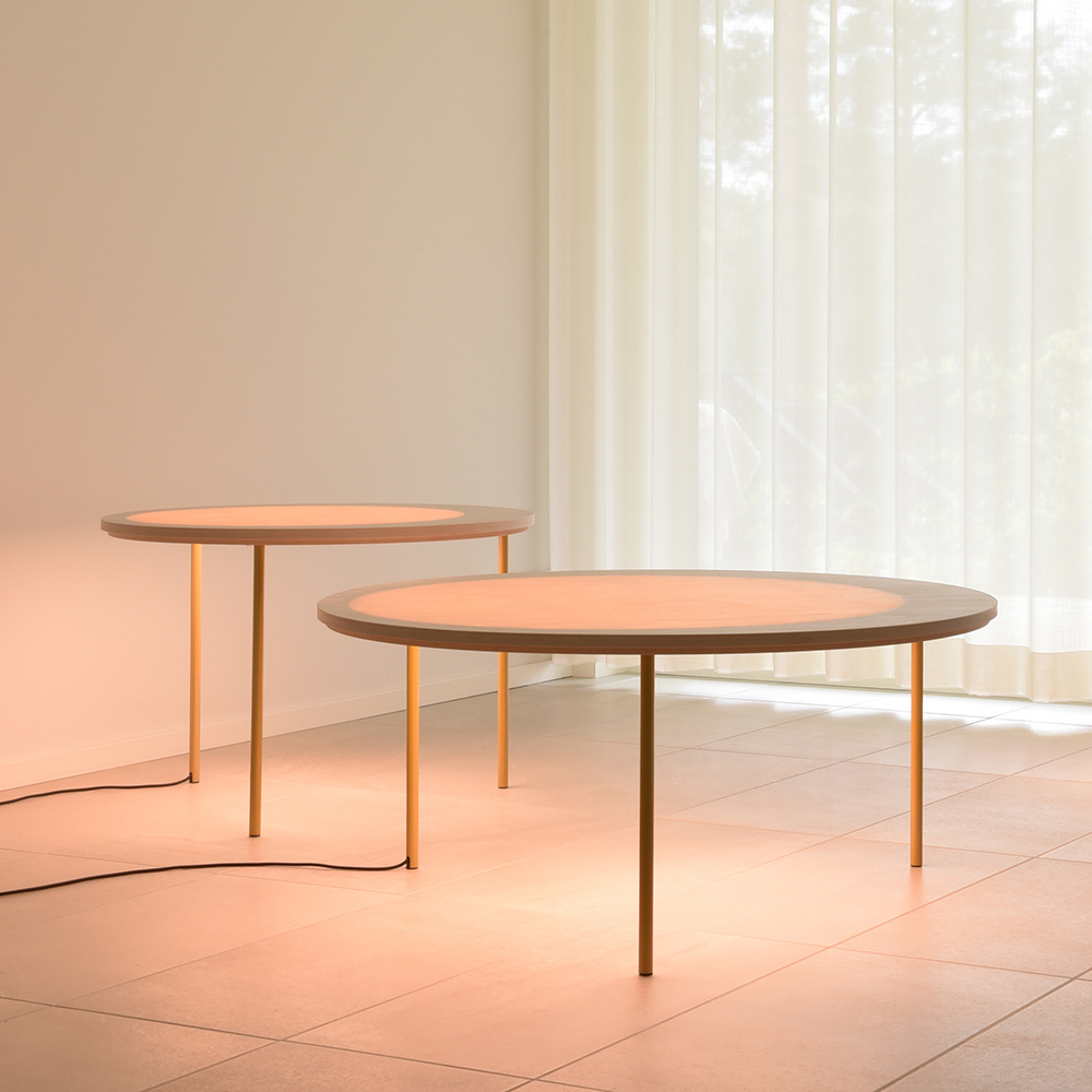 AICCI T3 luminous wooden round coffee tables with tunable LEDs