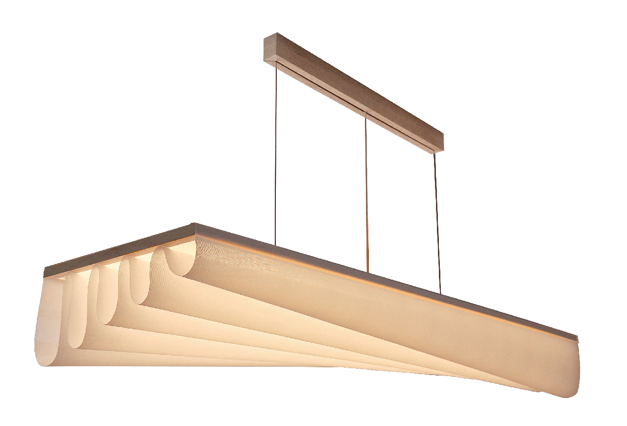 AICCI PL1 WAVE is a wood-framed pendant panel light