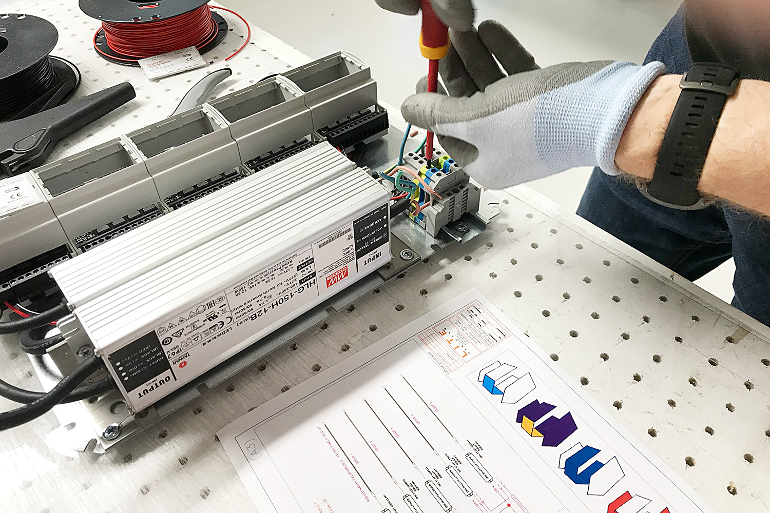 AICCI reference, Hella Sydän Environmental Light Artwork DMX lighting control unit assembly.