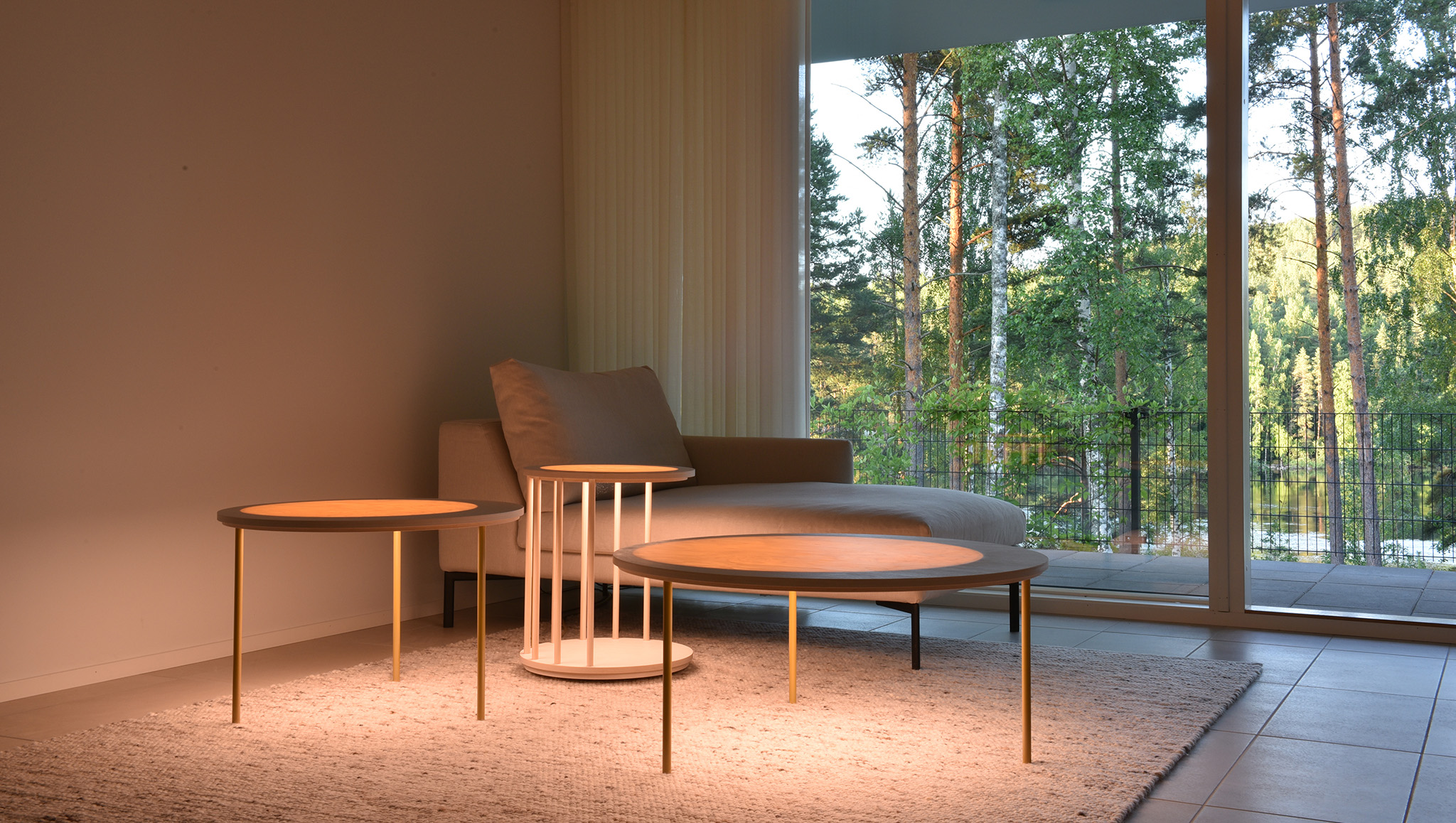 AICCI T3 and T4 luminous wood coffee and side tables