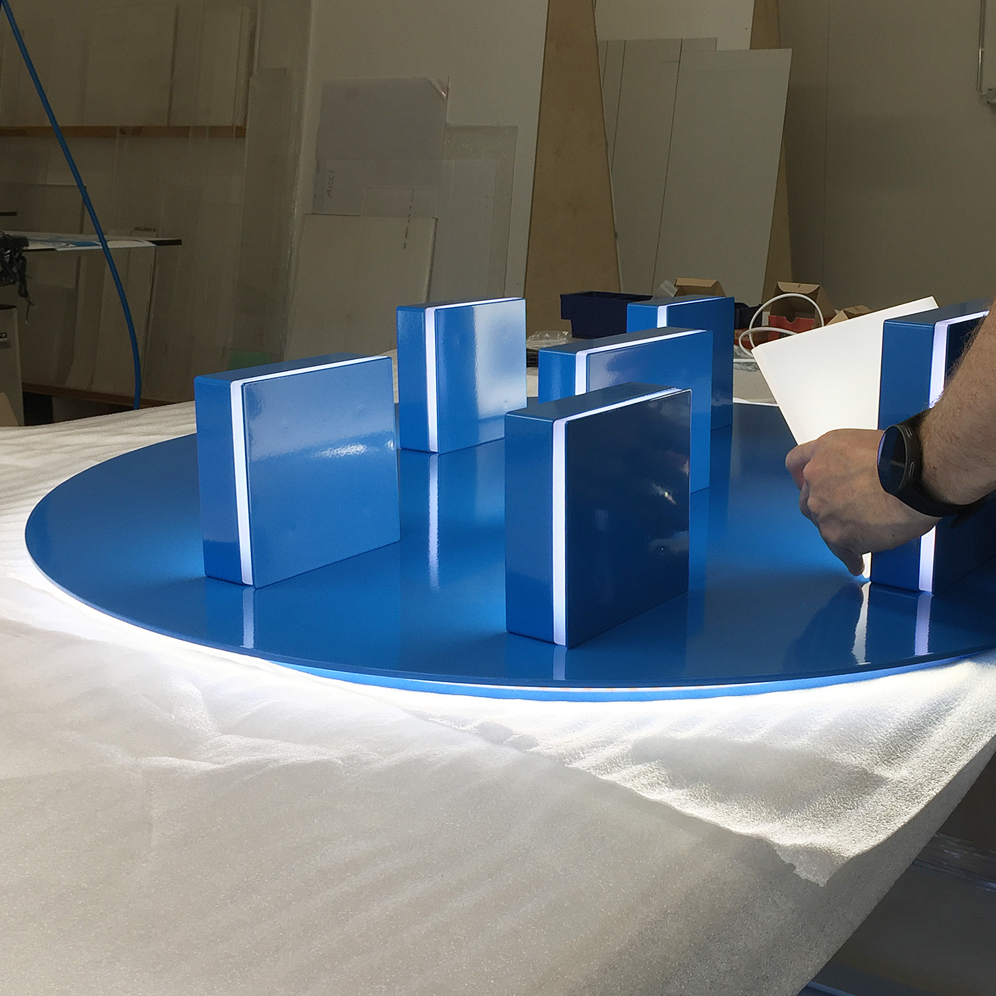Luminous display furniture and branding with light